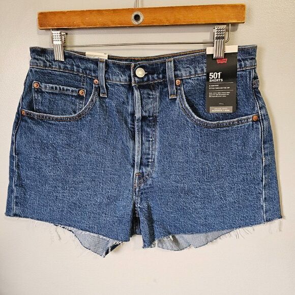 NWT LEVIS 501 original high rise shorts dark Denim - Picture 11 of 16